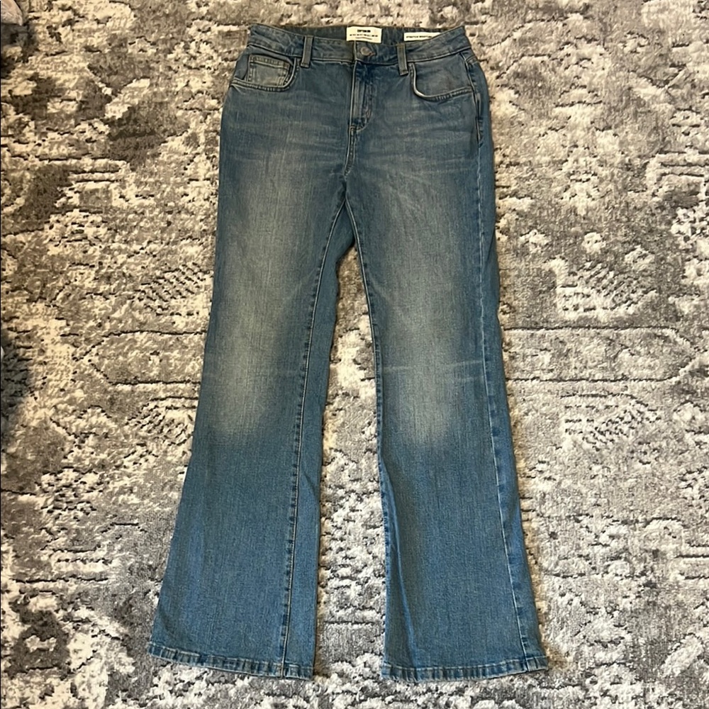 Cotton On Blue Flare Wide Leg Jeans with Distressed Finish